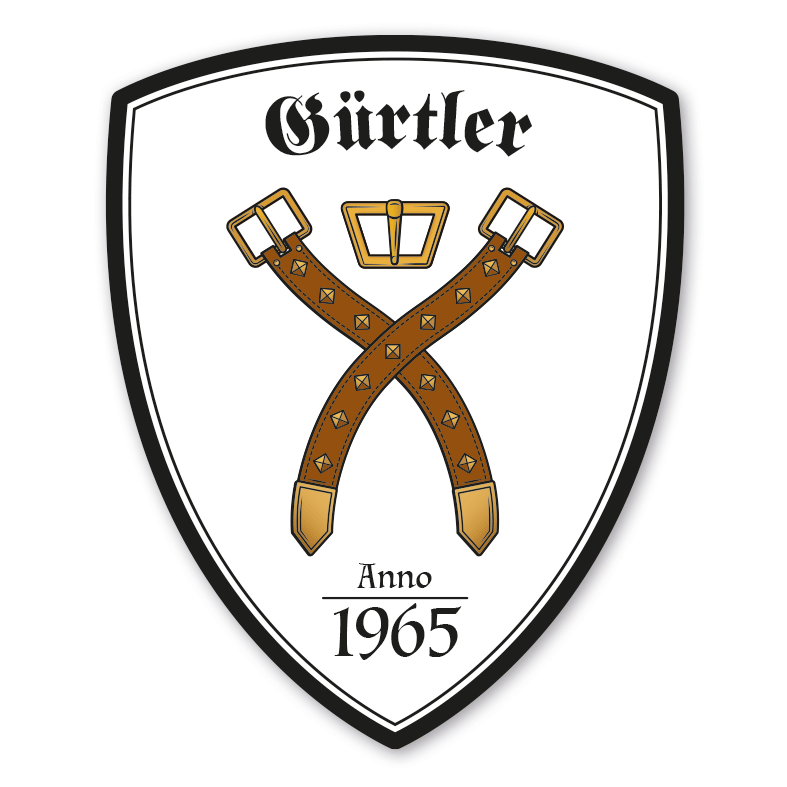 Zunftwappen Gürtler - Gürtelhersteller mit Zunftnamen, Gründungsjahr oder Ihrem Wunschtext - Maibaumschild - Wappen W