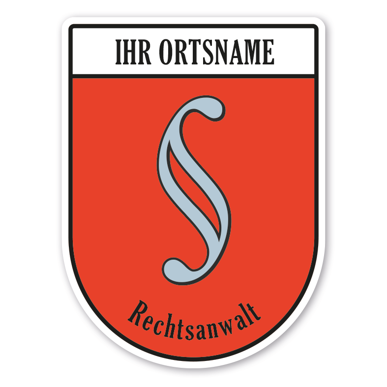 Maibaumschild / Zunftwappen Rechtsanwalt mit Zunftnamen, Ortsnamen oder Ihrem Wunschtext - Wappen BL