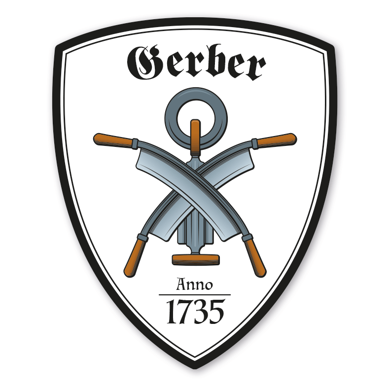 Zunftwappen Gerber mit Zunftnamen, Gründungsjahr oder Ihrem Wunschtext - Maibaumschild - Wappen W