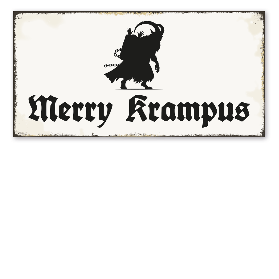 Retro Schild Merry Krampus