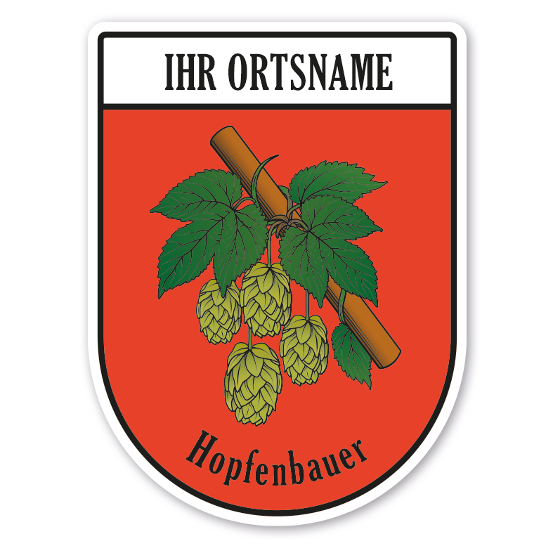 Maibaumschild / Zunftwappen Hopfenbauer mit Zunftnamen, Ortsnamen oder Ihrem Wunschtext - Wappen BL