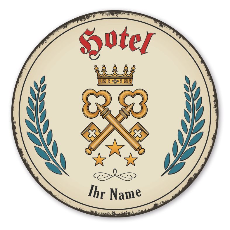 Maibaumschild / Festschild mit Zunftwappen Hotel - mit Zunftnamen, Ihrem Ortsnamen oder Wunschtext - Rundes Wappen