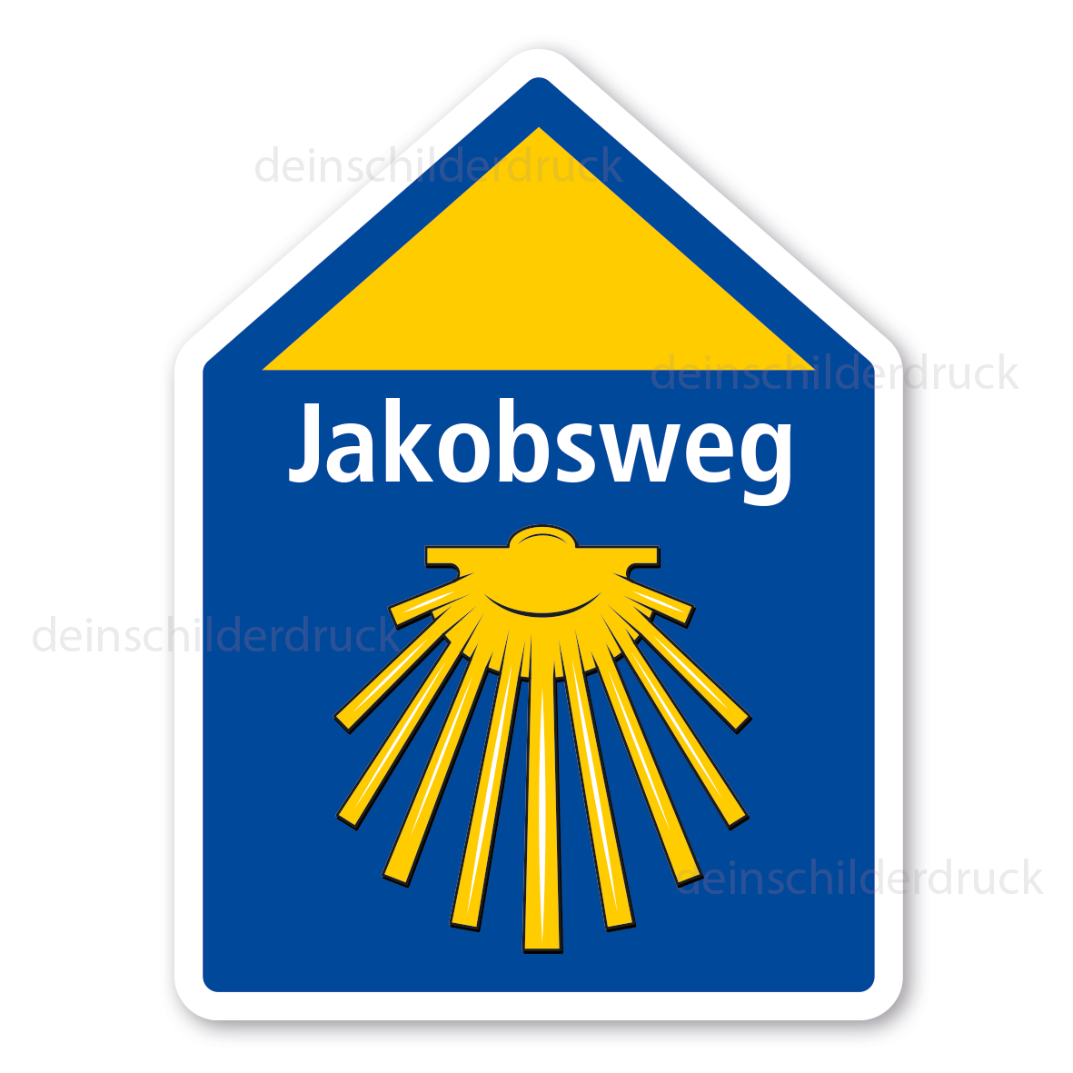 Pfeilschild Jakobsweg mit Jakobsmuschel – geradeaus
