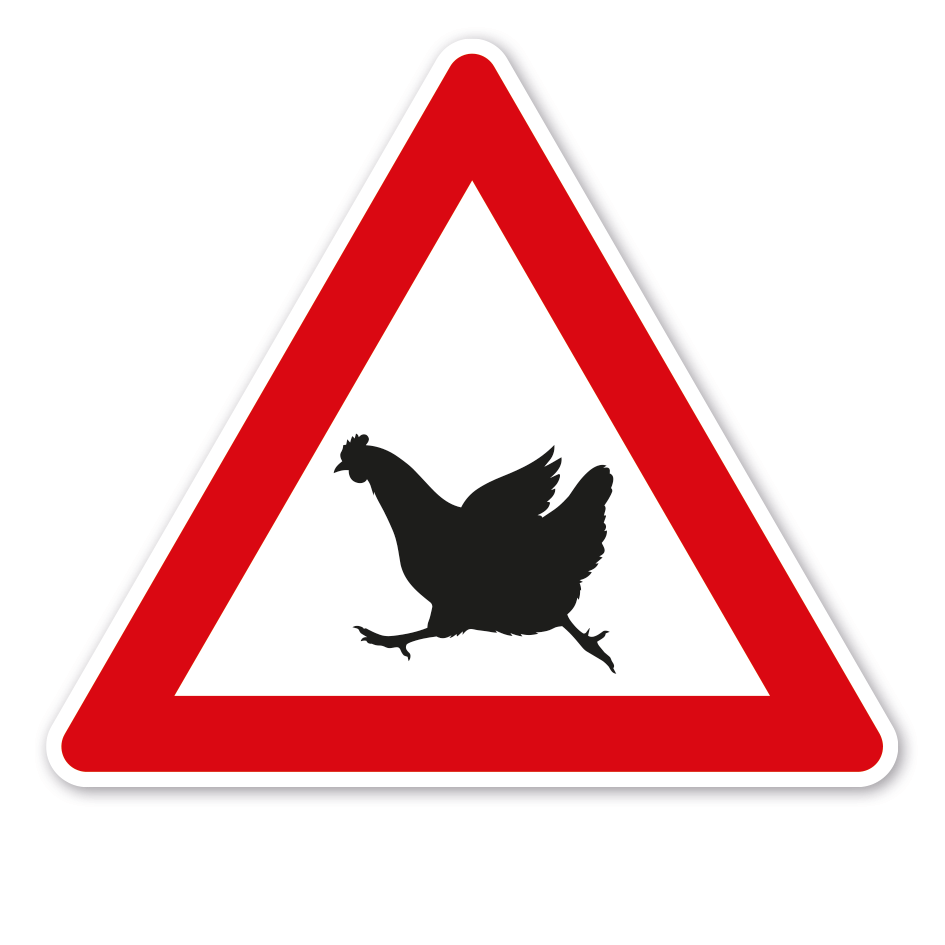 Verkehrsschild Achtung Hühner - rennendes Huhn – VZ-PR 291