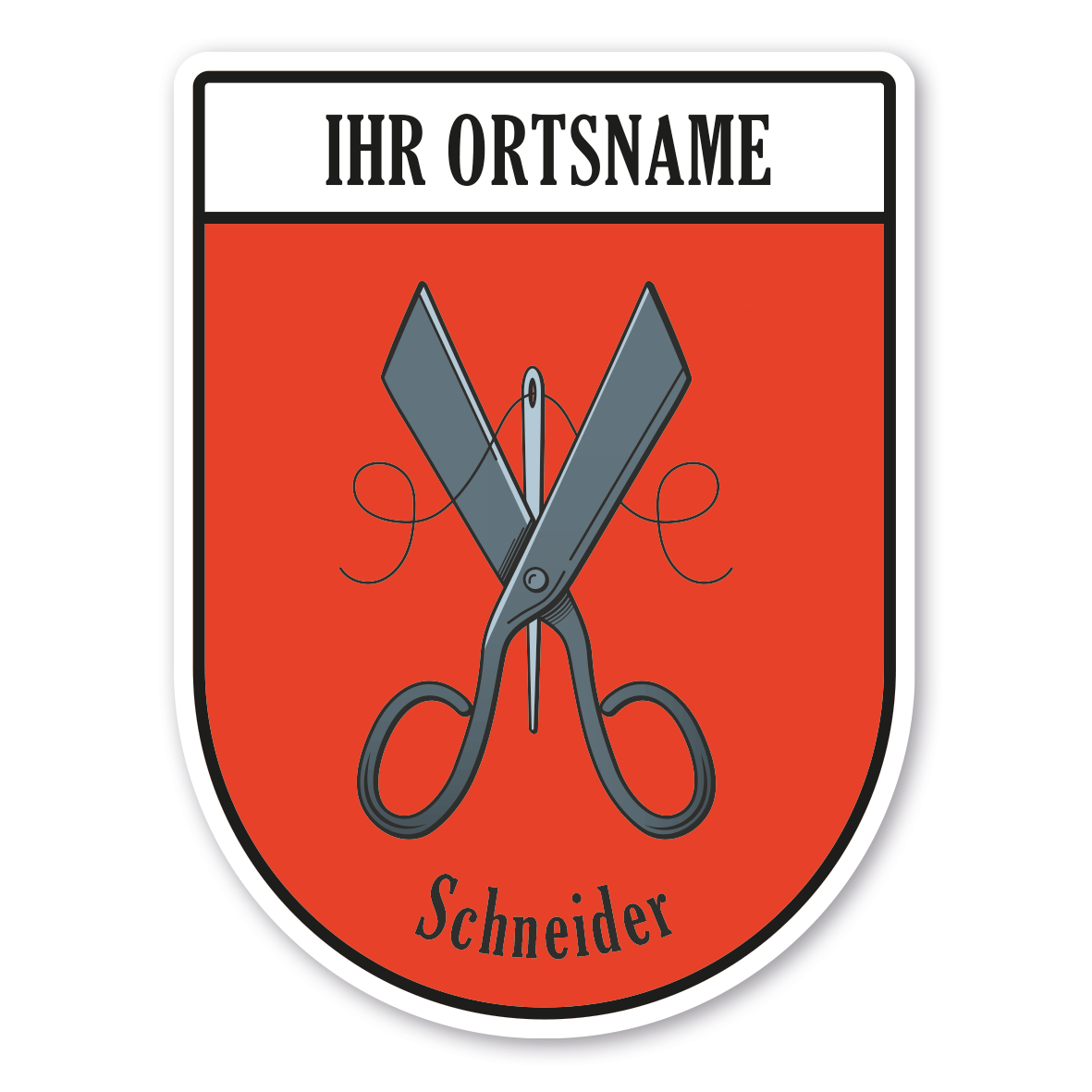 Maibaumschild / Zunftwappen Schneider mit Zunftnamen, Ortsnamen oder Ihrem Wunschtext - Wappen BL