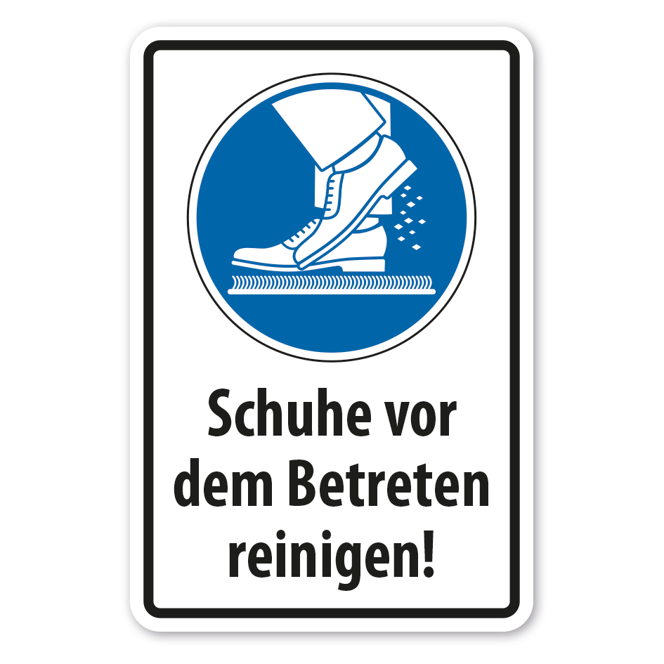 Gebotsschild Schuhe vor dem Betreten reinigen - abtreten - Kombi