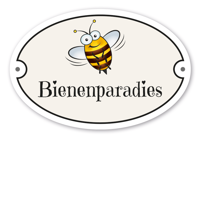 Bienenschild Bienenparadies – ovale Ausführung mit 2 Löchern