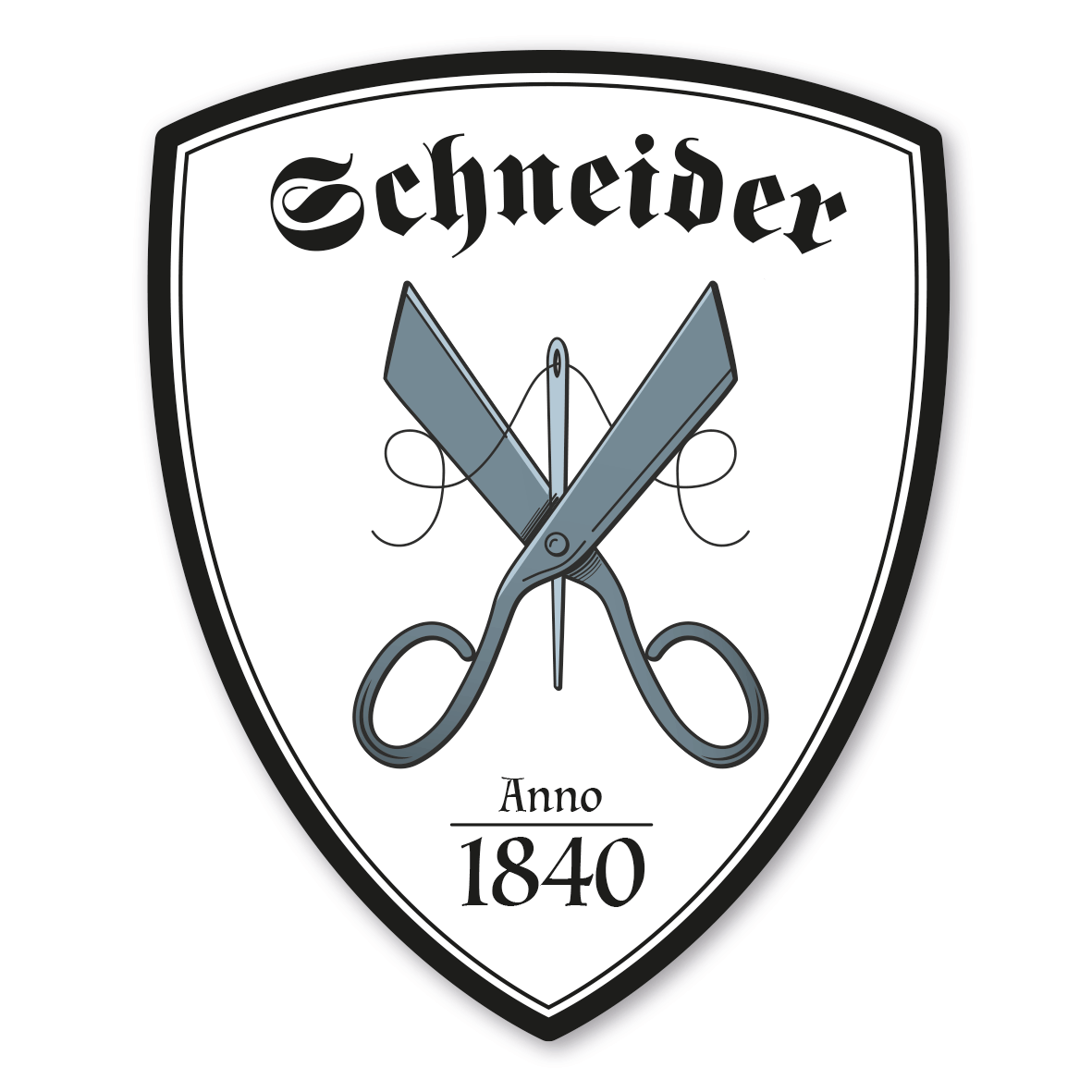 Maibaumschild / Zunftwappen Schneider mit Zunftnamen, Gründungsjahr oder Ihrem Wunschtext - Wappen W