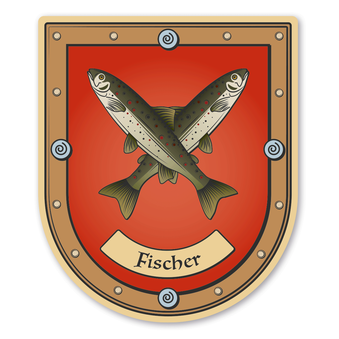 Maibaumschild / Zunftwappen Fischer mit Zunftnamen oder Ihrem Wunschtext - Wappen B