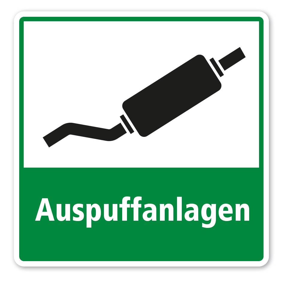 Schild zur Abfalltrennung - Auspuffanlagen