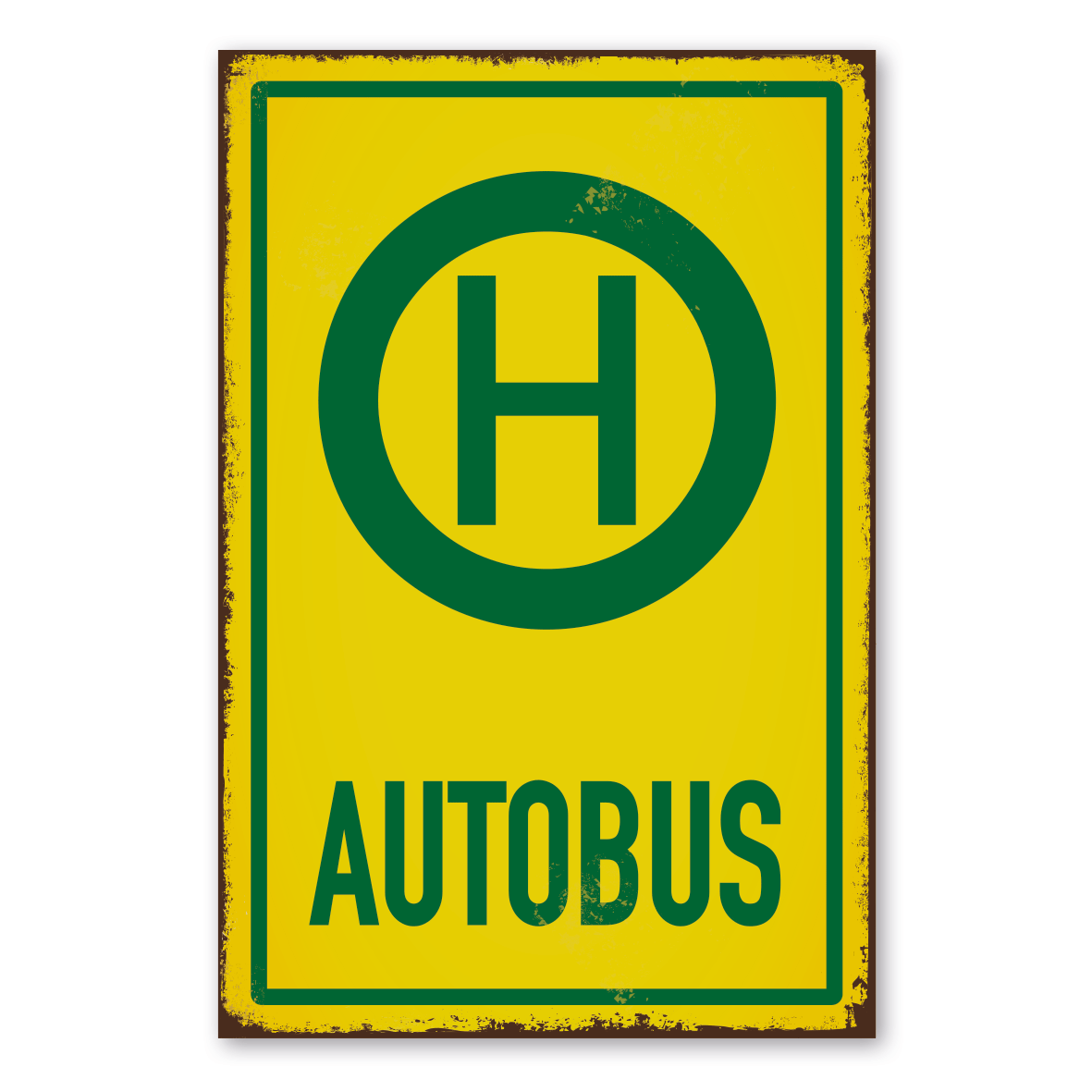 Retroschild / Vintage-Schild Autobus Haltestelle - mit Haltestellensymbol – Busschild