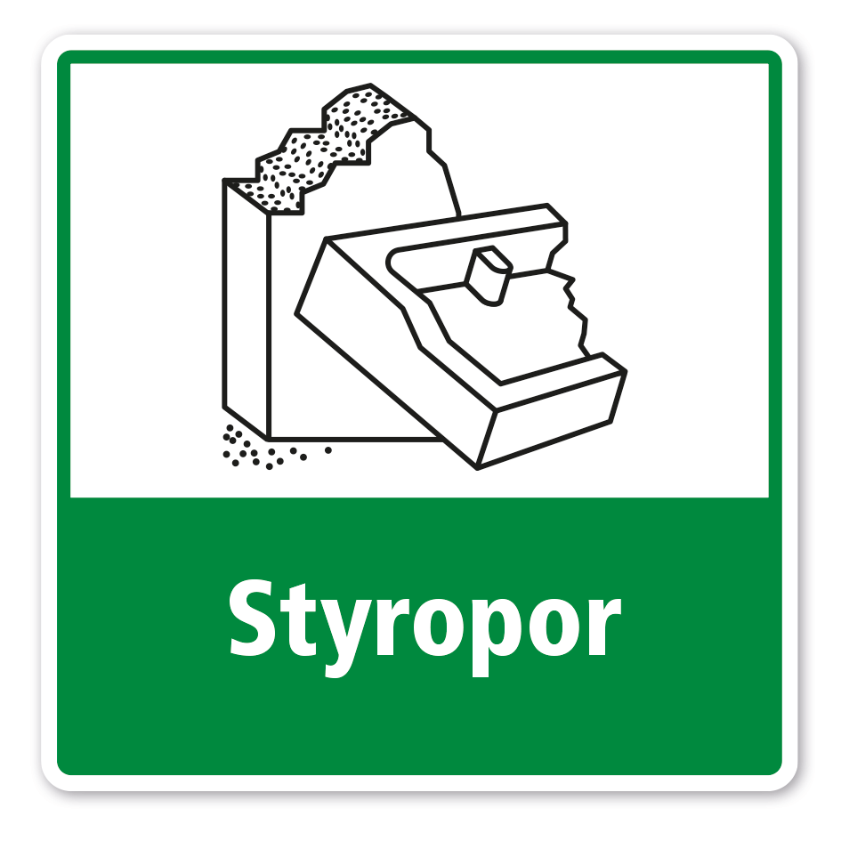 Schild zur Abfalltrennung - Styropor