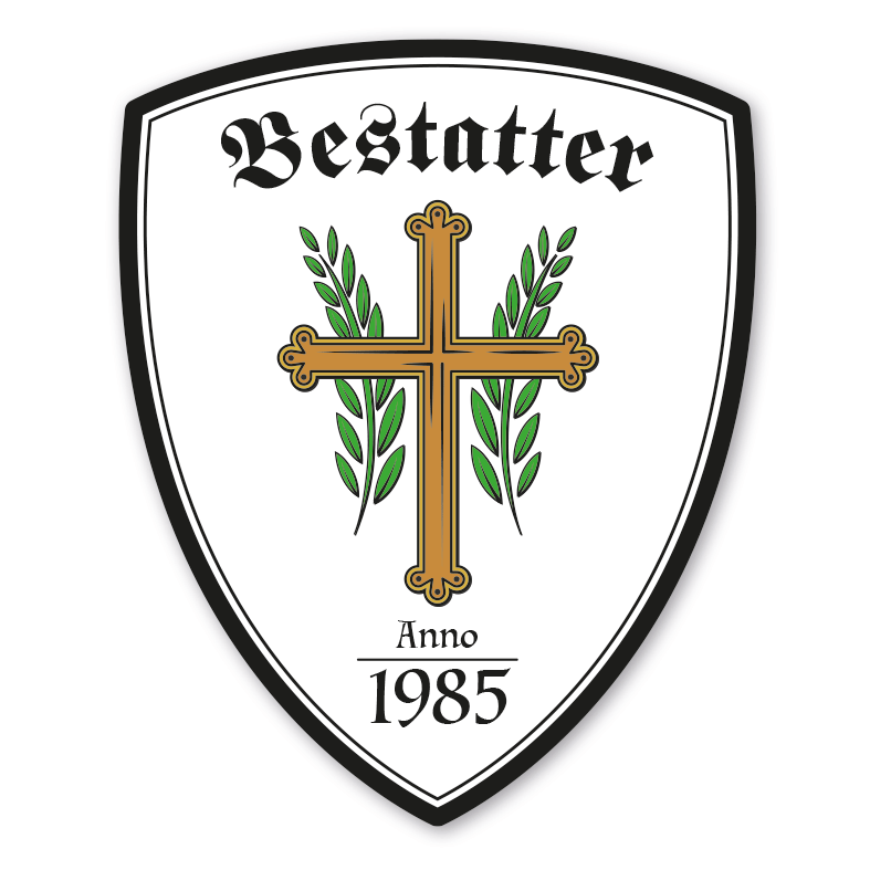 Zunftwappen Bestatter mit Zunftnamen, Gründungsjahr oder Ihrem Wunschtext - Maibaumschild - Wappen W