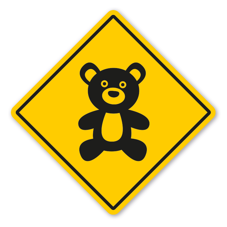 Warnschild Achtung Teddys