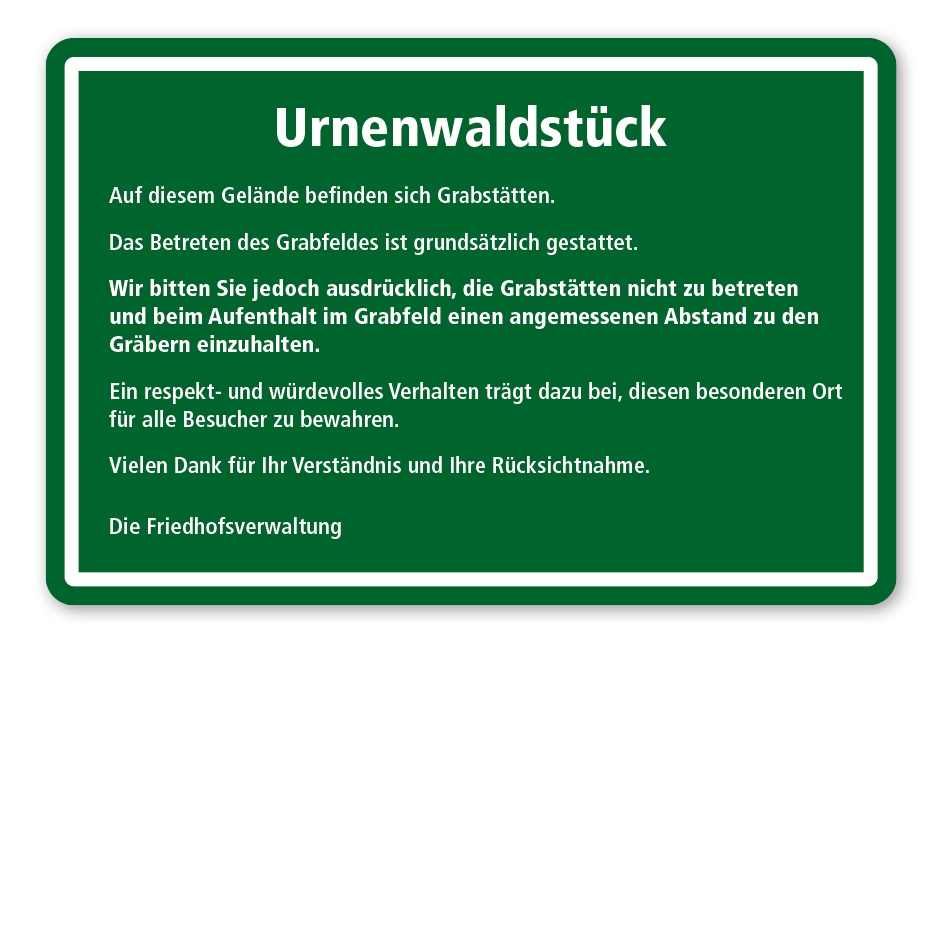 Friedhofsschild Urnenwaldstück