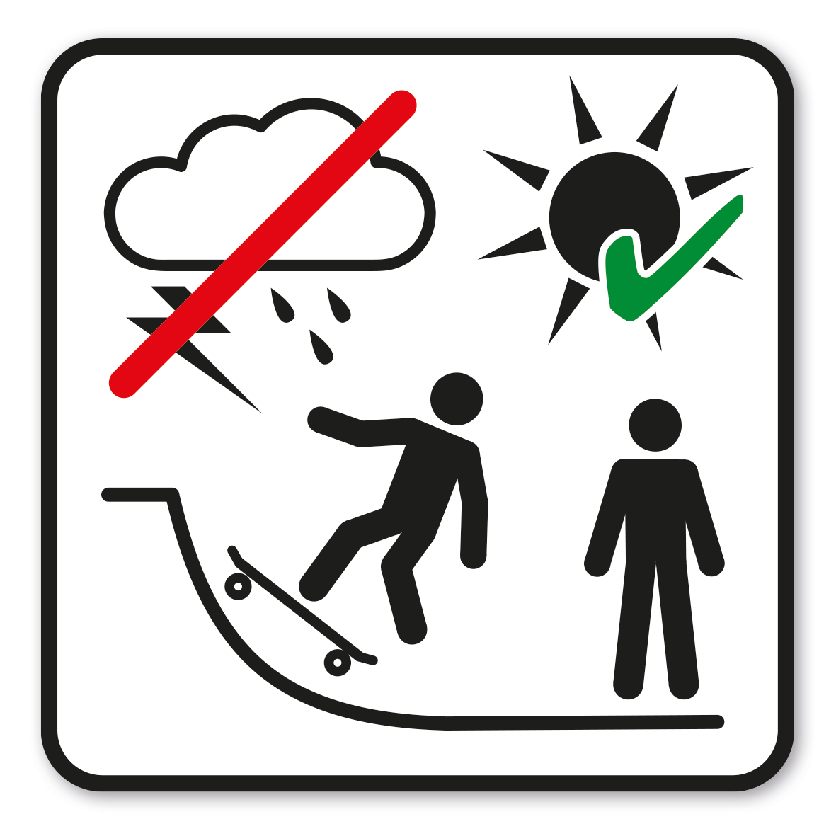 SP-02-P72 – Nur bei trockener Witterung u. zu zweit nutzen - Skateboard