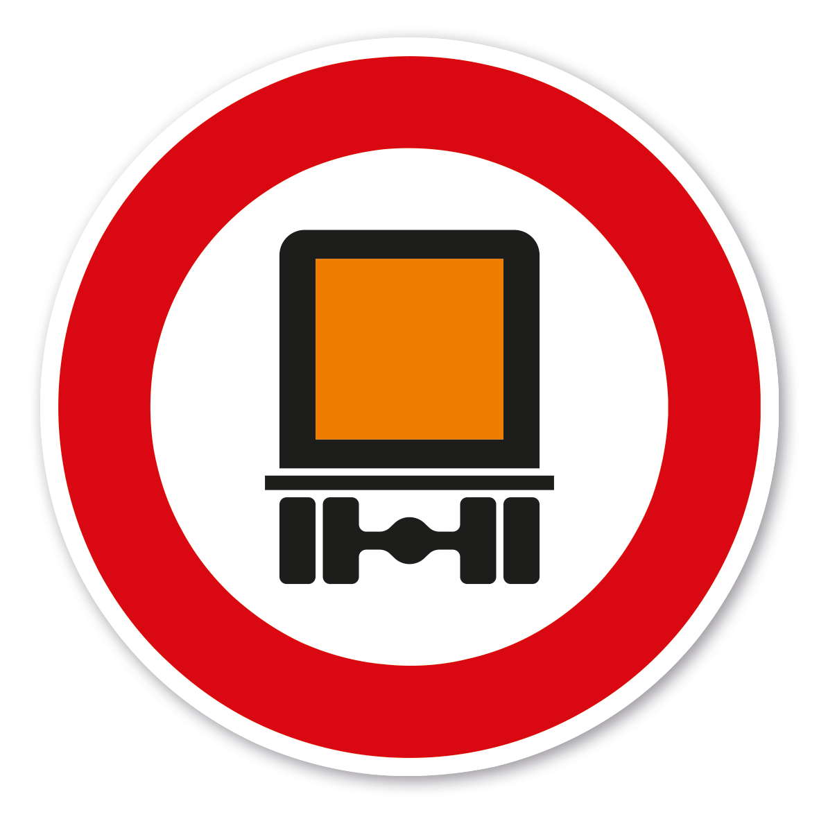 Verkehrsschild Verbot für kennzeichnungspflichtige Kraftfahrzeuge mit gefährlichen Gütern – VZ 261