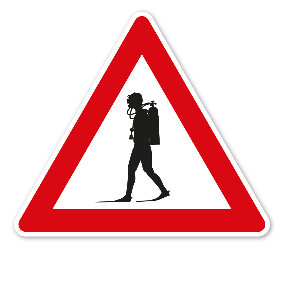 Verkehrsschild Achtung Taucher queren die Straße – VZ-PR-275
