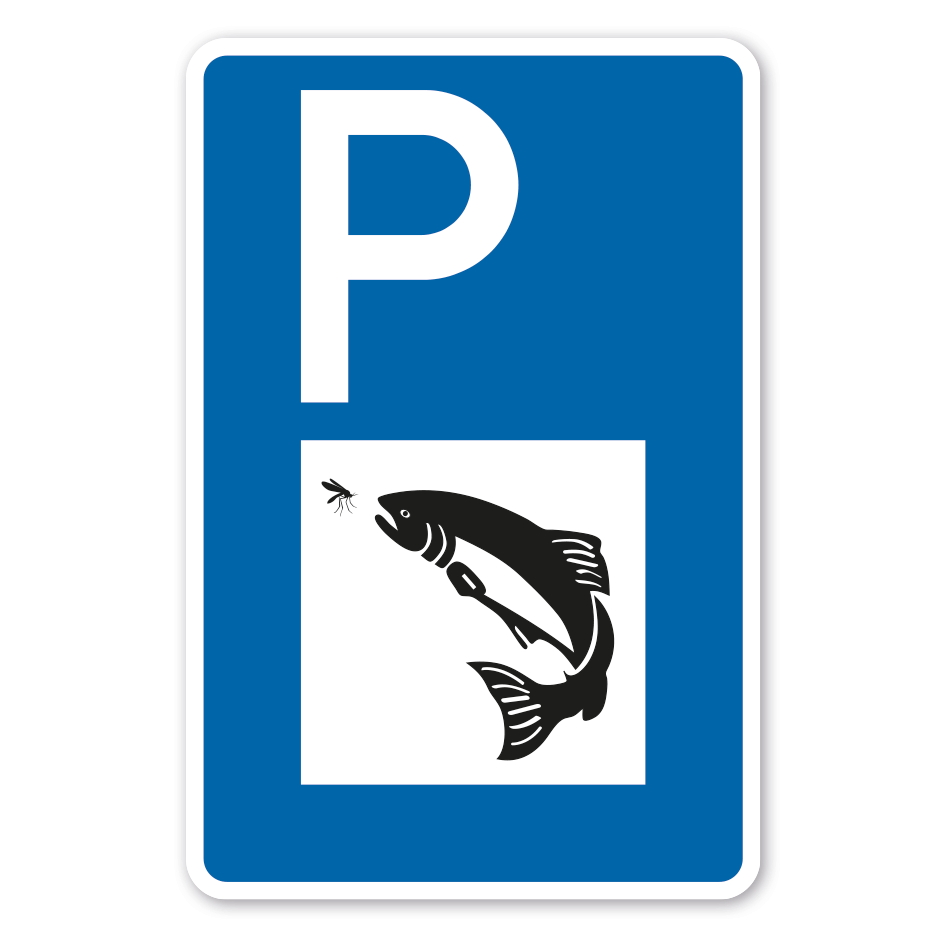 Parkplatzschild Angler - Fischereiverein – mit großem Piktogramm - Verkehrsschild