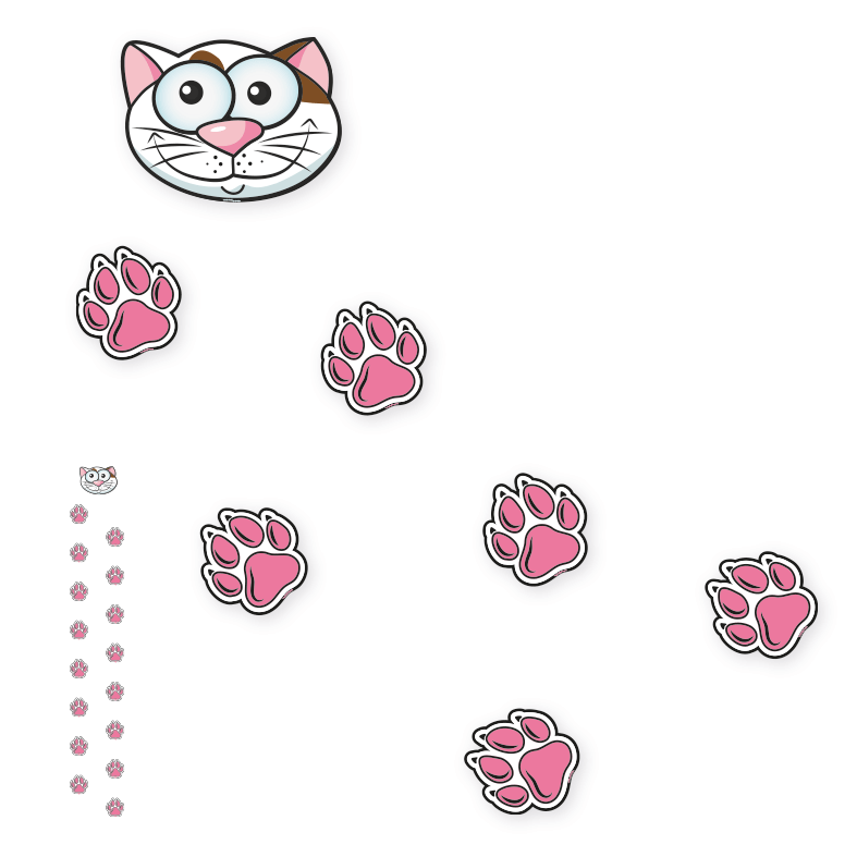 Mehrteiliger Bodenkleber - Katzenpfad - Bewegungspfad-Set - BWP-01-SET-22