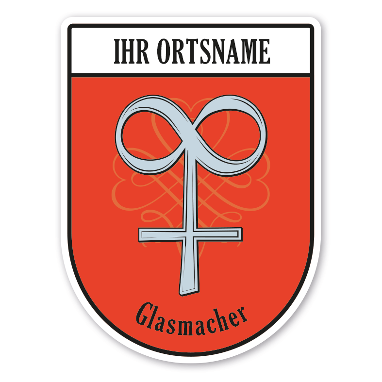 Maibaumschild / Zunftwappen Glasmacher mit Zunftnamen, Ortsnamen oder Ihrem Wunschtext - Wappen BL