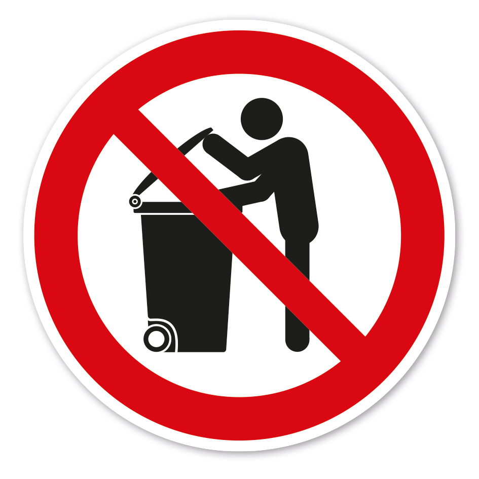 Verbotszeichen Mülltonnen durchsuchen verboten