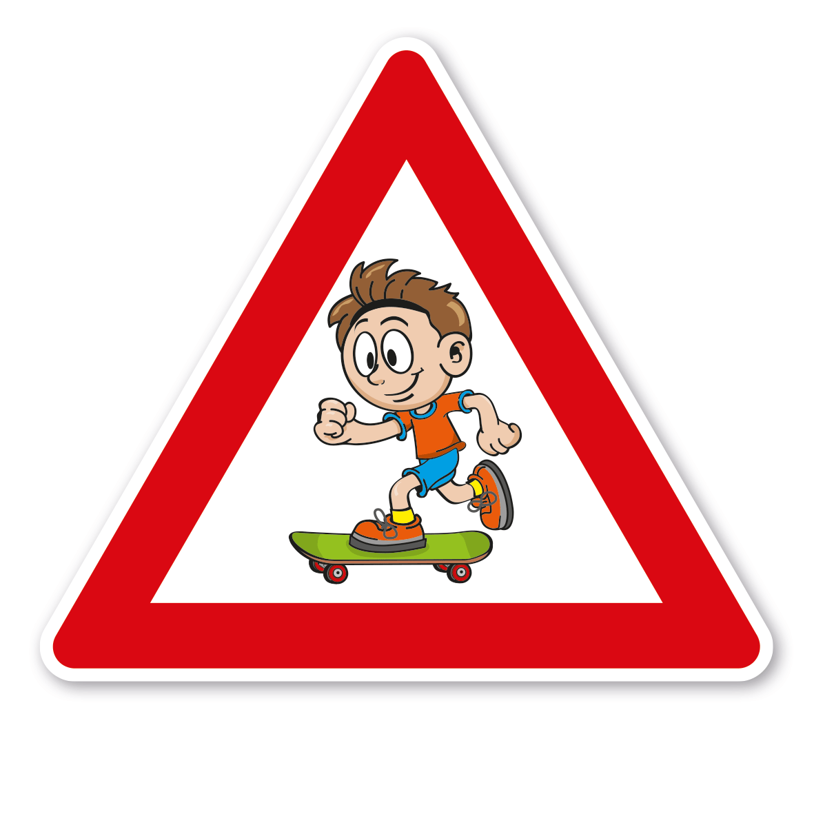 Verkehrsschild Achtung Spielende Kinder - Skateboardfahrer – VZ-PR-36