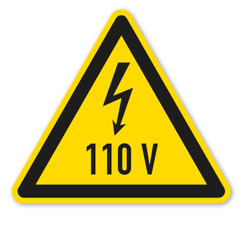 Warnzeichen Warnung vor 110 Volt