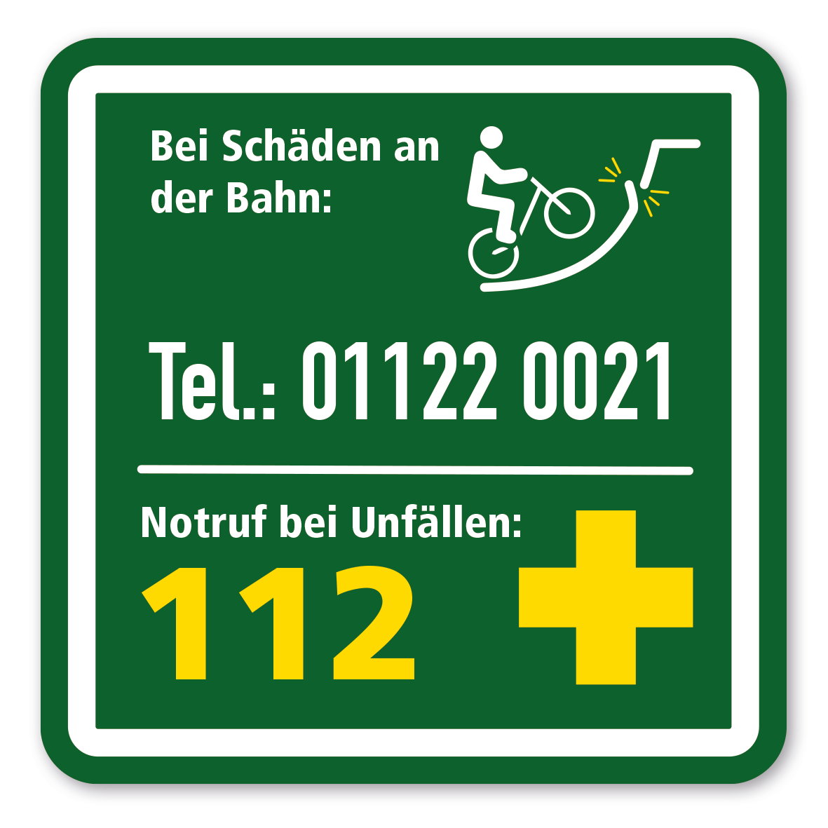 SP-03-P54 – Bei Schäden an der Bahn (BMX), Notruf bei Unfällen – 112