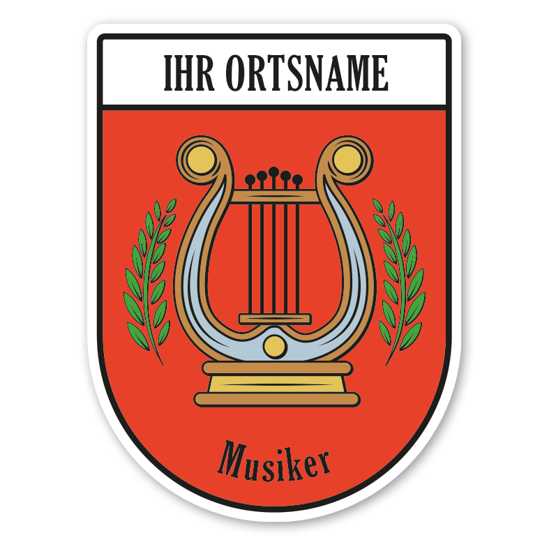 Maibaumschild / Zunftwappen Musiker - Musikverein mit Zunftnamen, Ortsnamen oder Ihrem Wunschtext - Wappen BL
