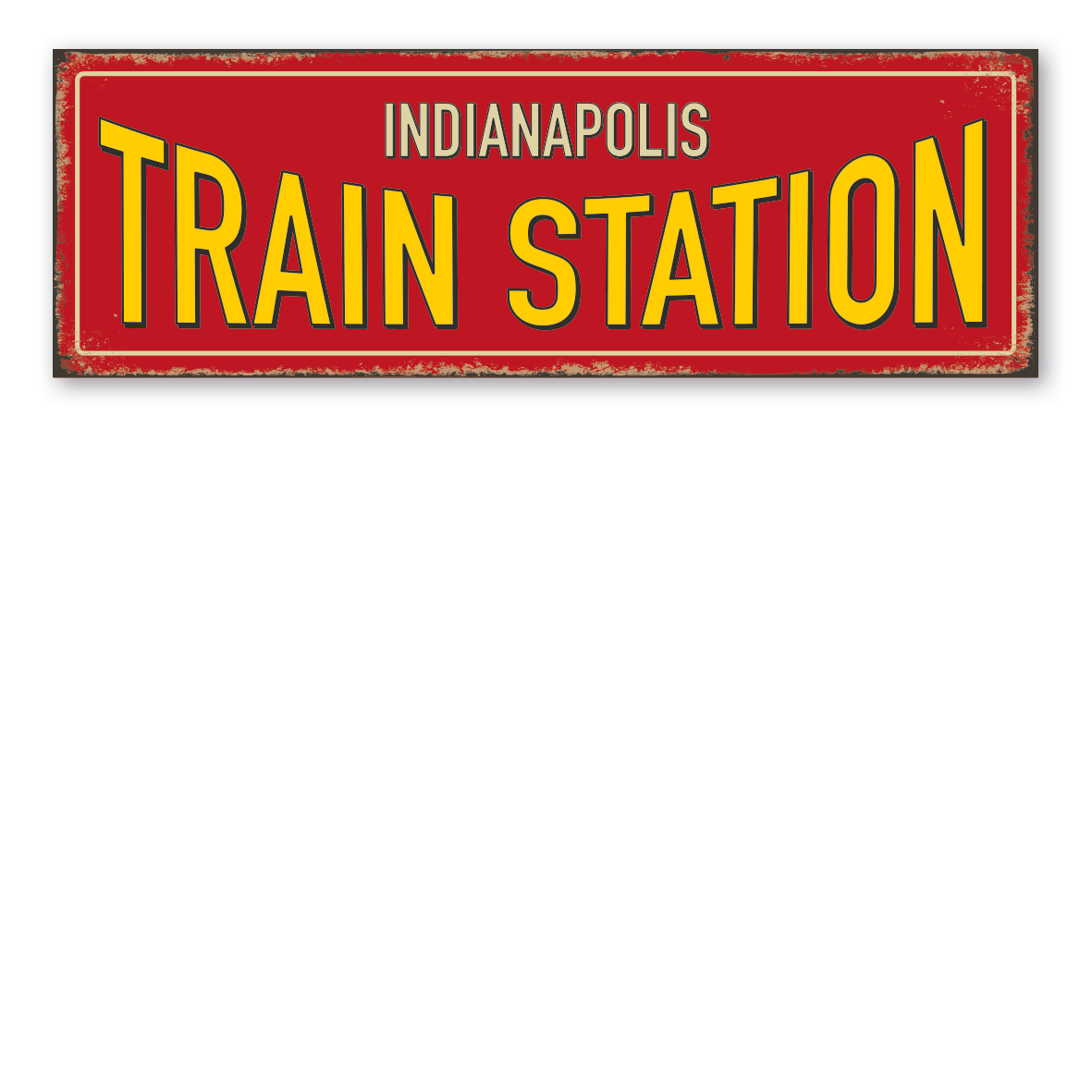 Retroschild / Vintage-Schild Train Station Indianapolis - Zugschild