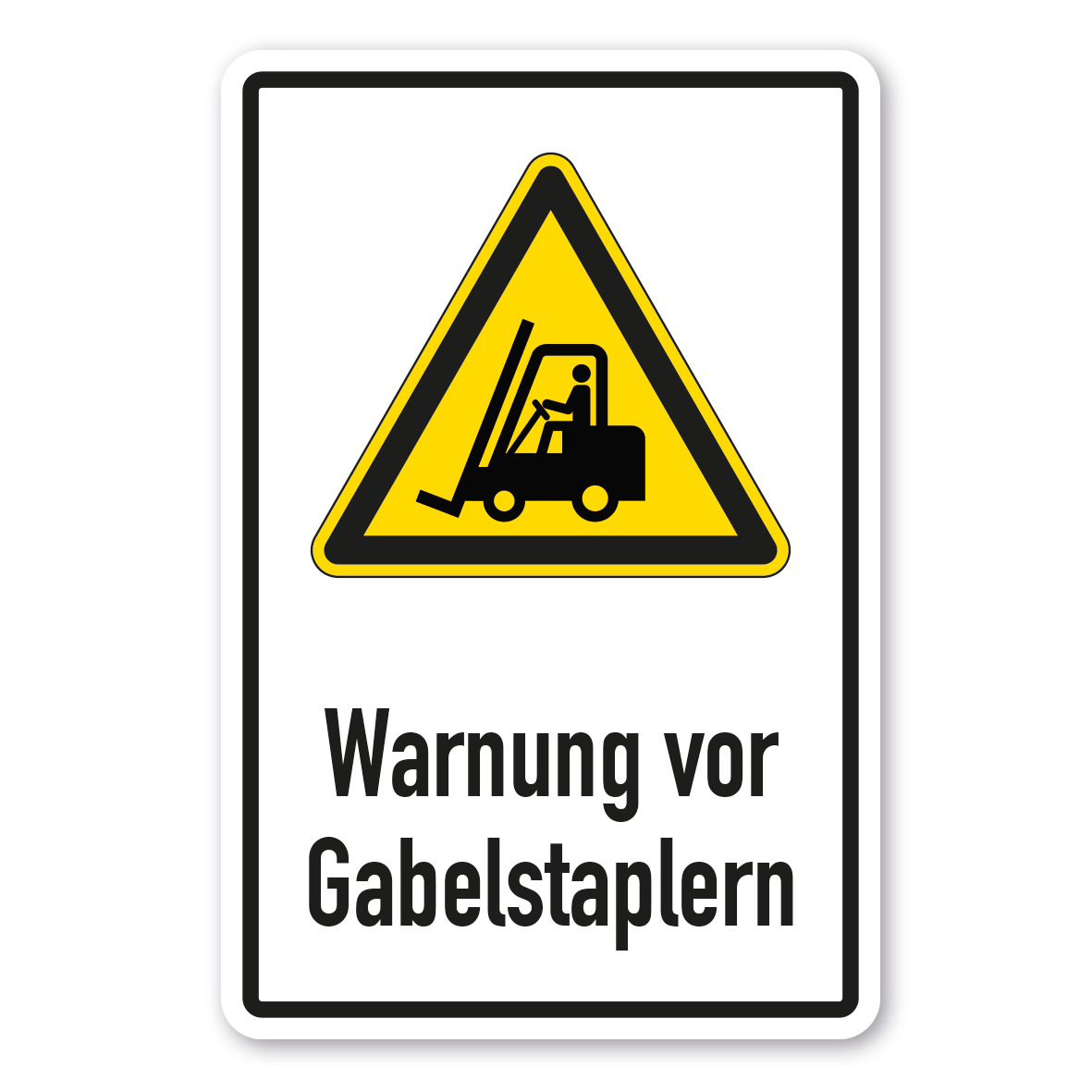 Warnschild Warnung vor Gabelstaplern (Flurförderzeugen) - Kombi - ISO 7010 - W0014-K