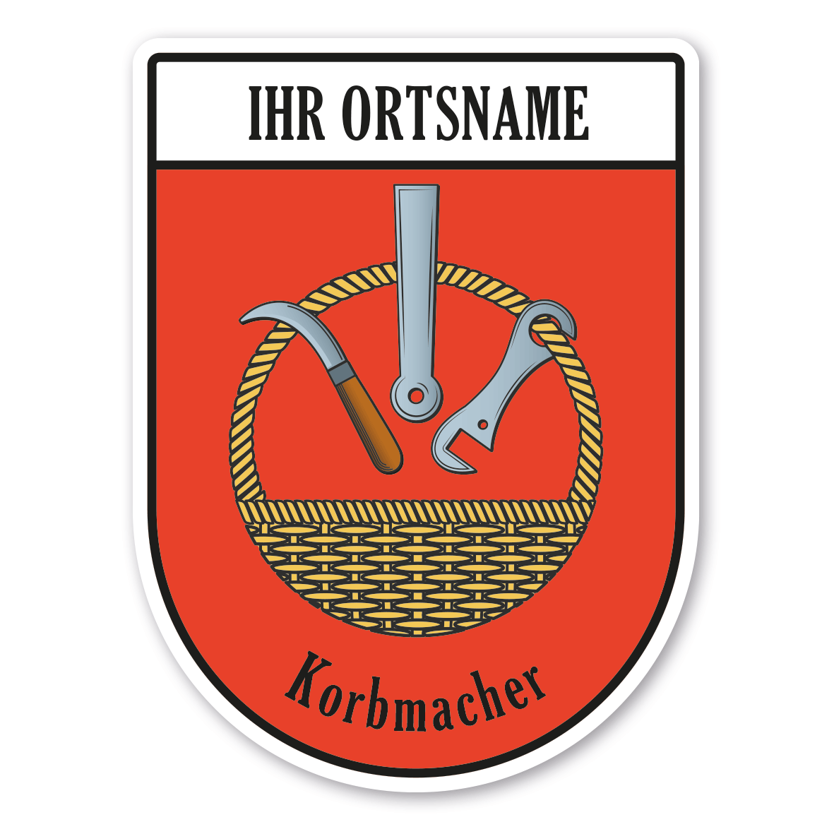 Maibaumschild / Zunftwappen Korbmacher - Korbflechter mit Zunftnamen, Ortsnamen oder Ihrem Wunschtext - Wappen BL