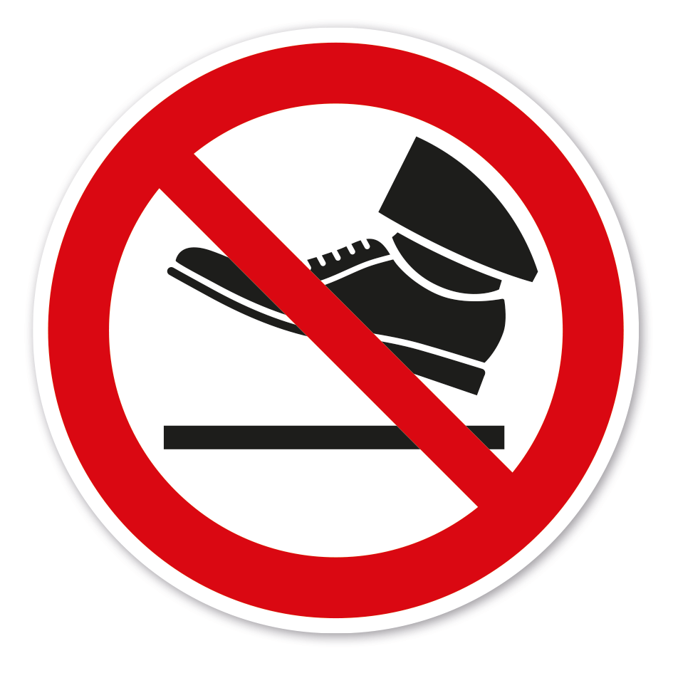 Verbotszeichen Betreten verboten - Fläche nicht betreten - Frisch verlegten Bodenbelag nicht betreten