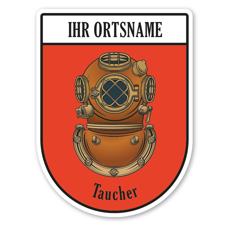 Maibaumschild / Zunftwappen Taucher mit Zunftnamen, Ortsnamen oder Ihrem Wunschtext - Wappen BL