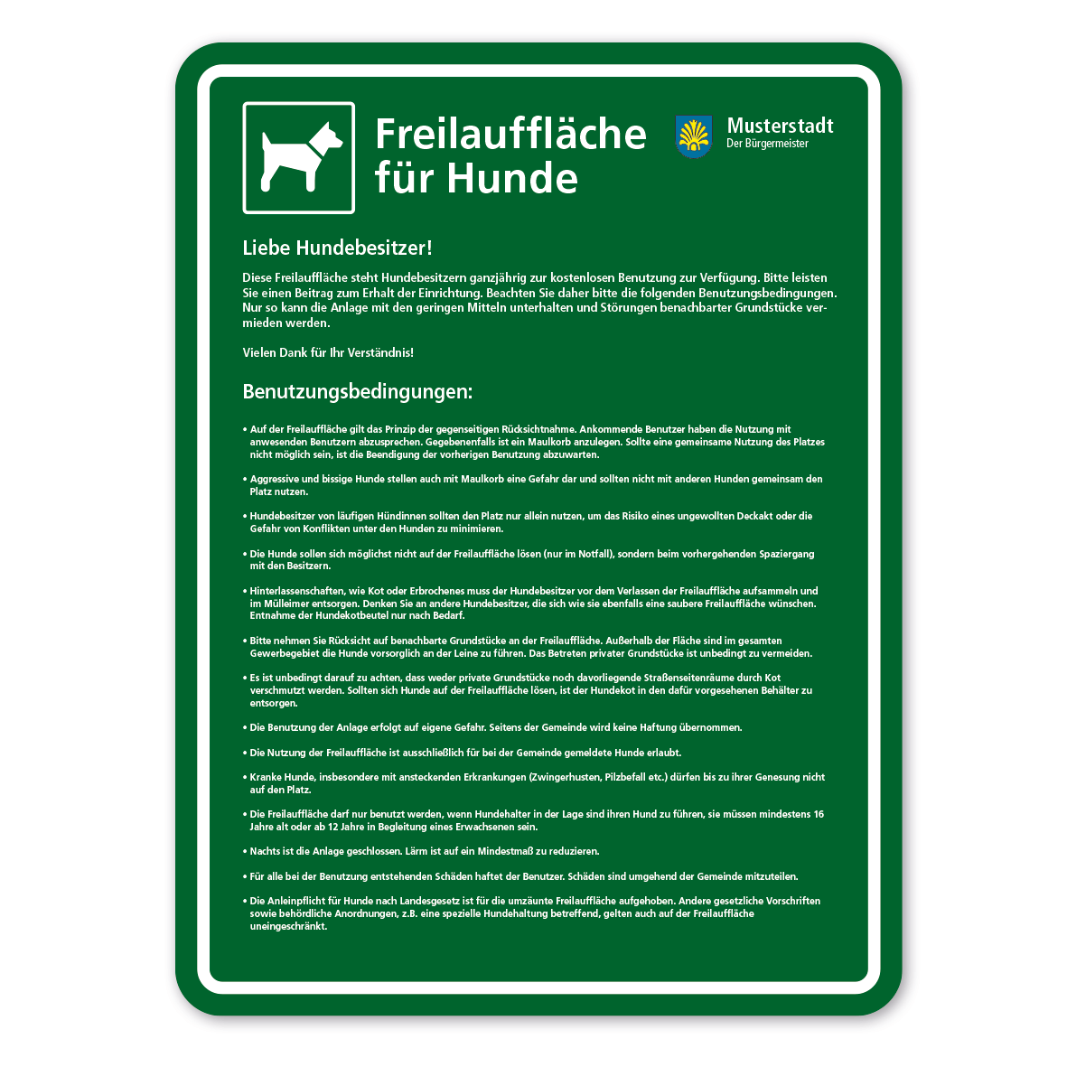 Hundeschild - Freilauffläche für Hunde – Schilderserie SP-03
