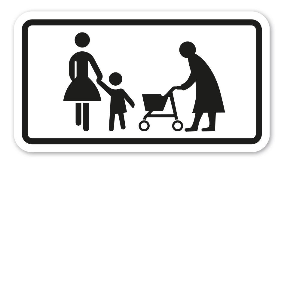 Zusatzzeichen Mutter mit Kind - ältere Menschen - Verkehrsschild VZ-108