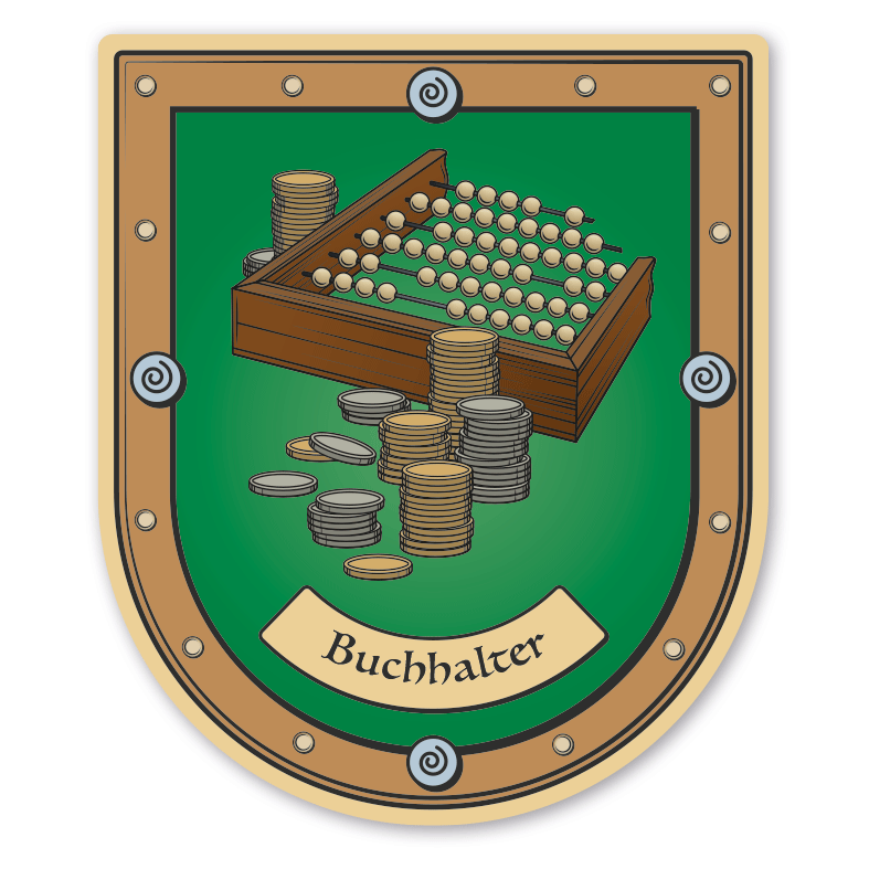 Maibaumschild / Zunftwappen Buchhalter - Finanzwesen - Kaufmann - mit Zunftnamen oder Ihrem Wunschtext - Wappen B