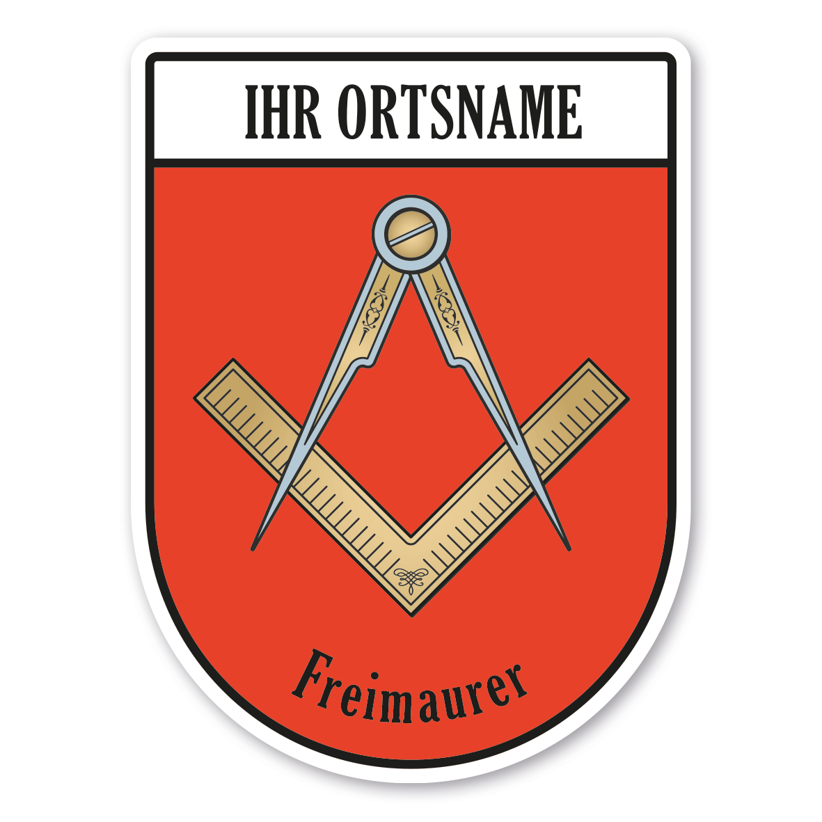 Maibaumschild / Zunftwappen Freimaurer mit Zunftnamen, Ortsnamen oder Ihrem Wunschtext - Wappen BL