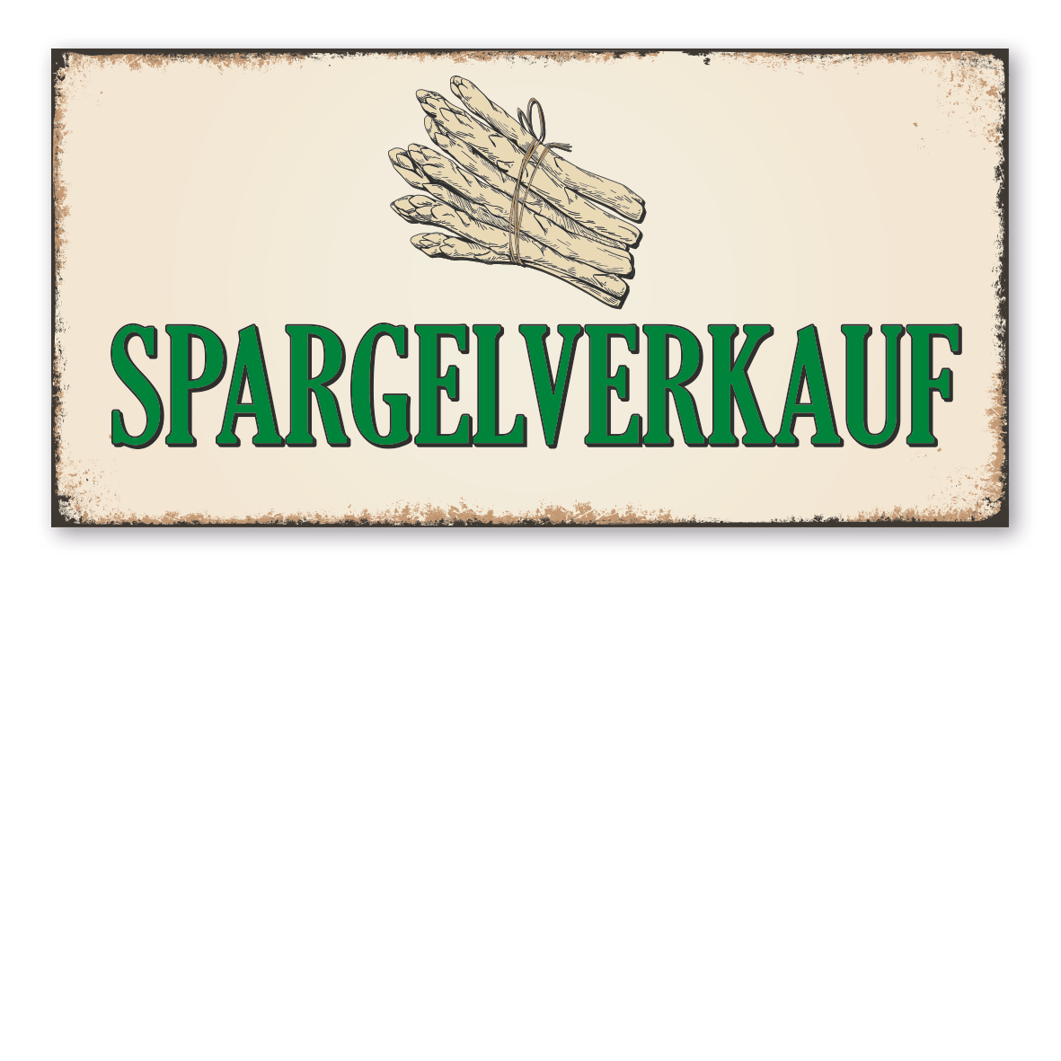 Hofschild in Retro-Ausführung – Spargelverkauf – mit Abbildung Spargel