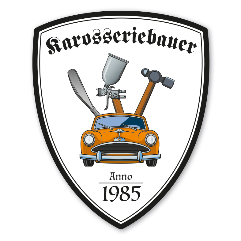 Zunftwappen Karosseriebauer mit Zunftnamen, Gründungsjahr oder Ihrem Wunschtext - Maibaumschild - Wappen W