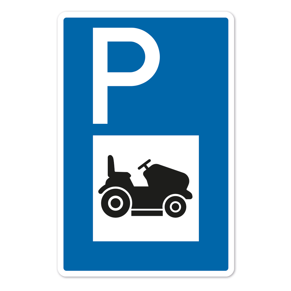 Parkplatzschild Aufsitzmäher - Rasenmäher – mit großem Piktogramm - Verkehrsschild