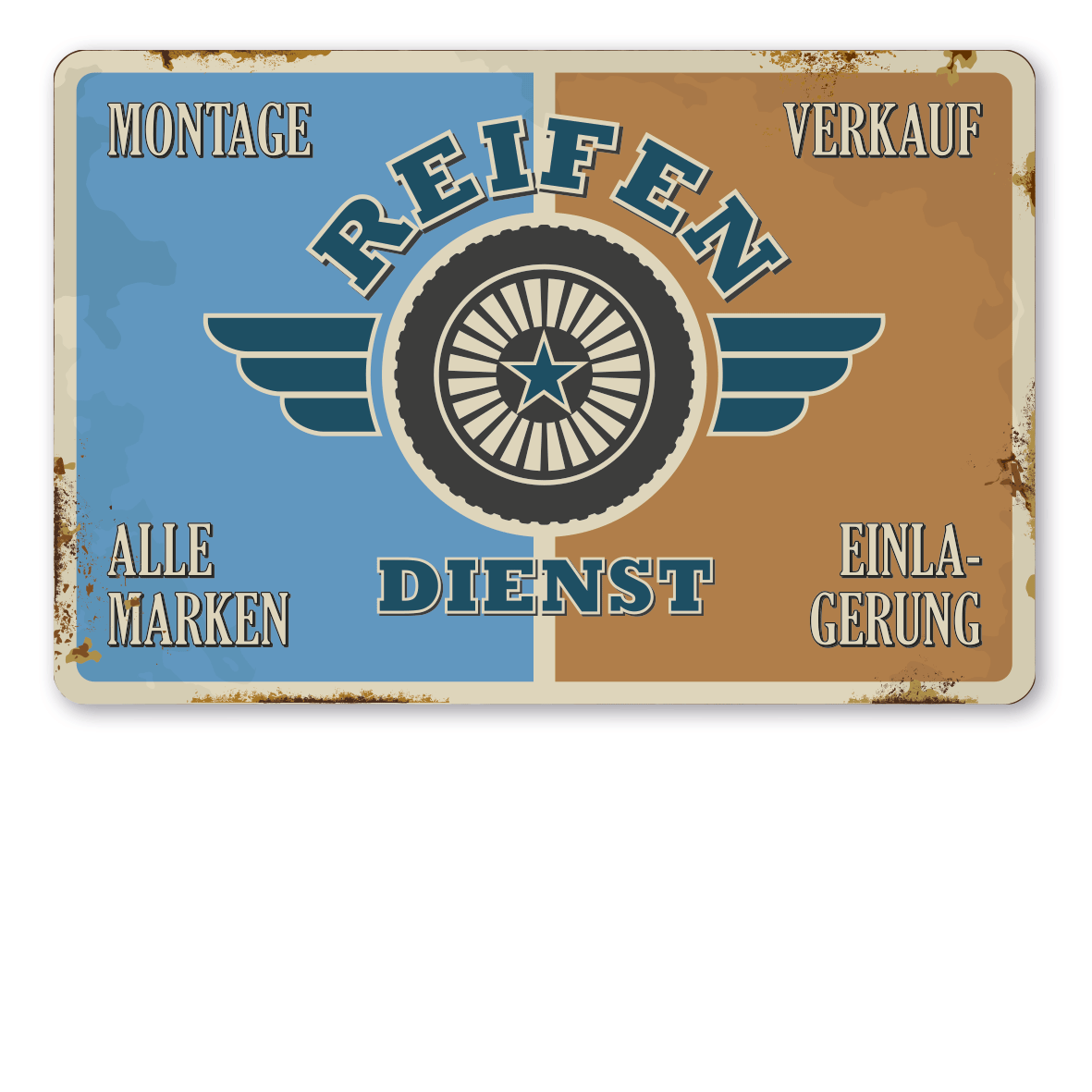 Retroschild / Vintage-Schild Reifendienst - Werkstattschild