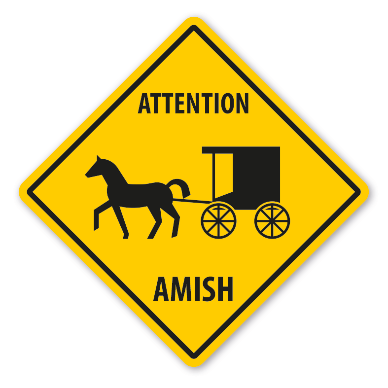 Warnschild Attention Amish - mit und ohne Text