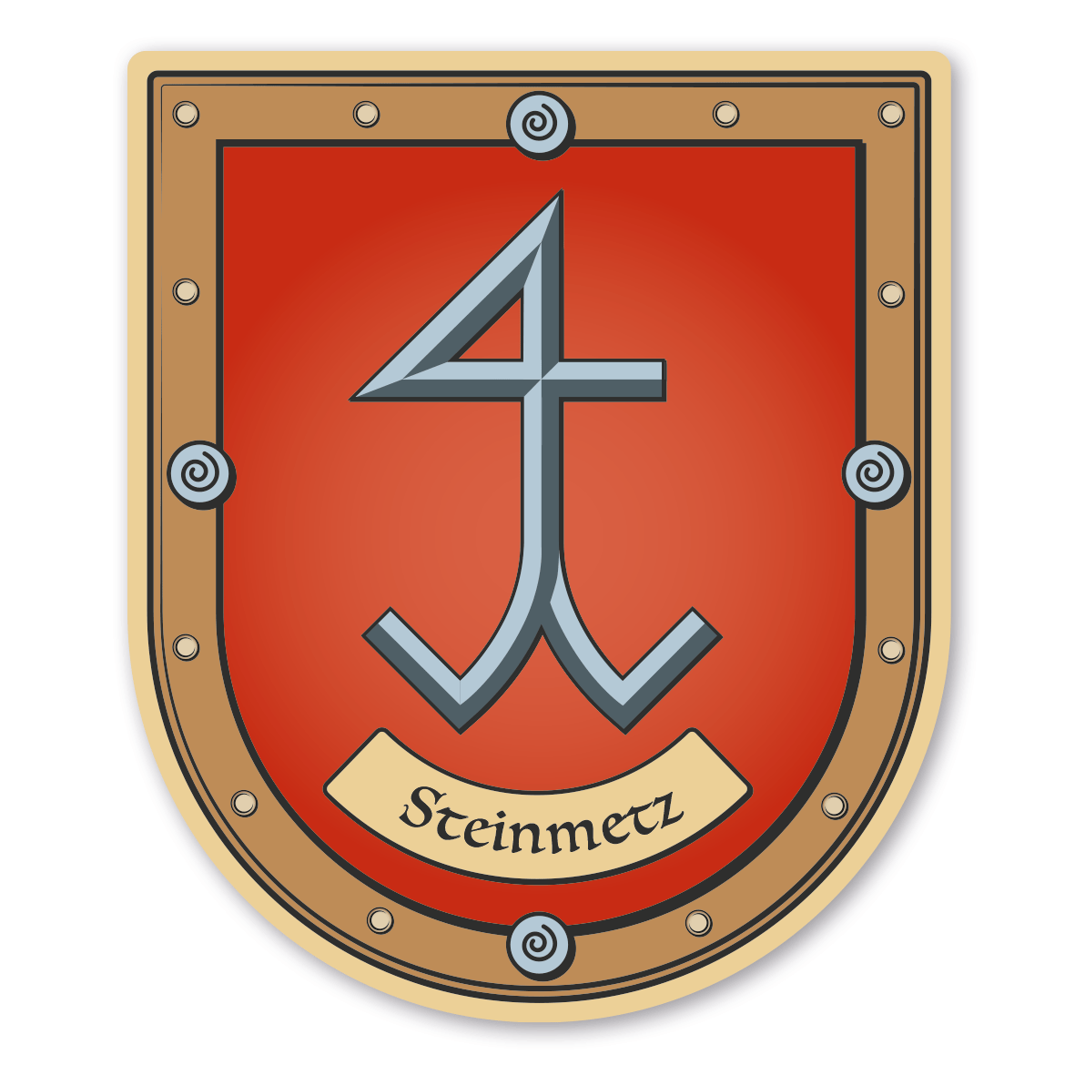 Maibaumschild / Zunftwappen Steinmetz mit Zunftnamen oder Ihrem Wunschtext - Wappen B