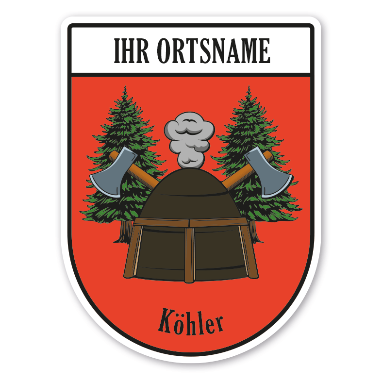 Maibaumschild / Zunftwappen Köhler mit Zunftnamen, Ortsnamen oder Ihrem Wunschtext - Wappen BL