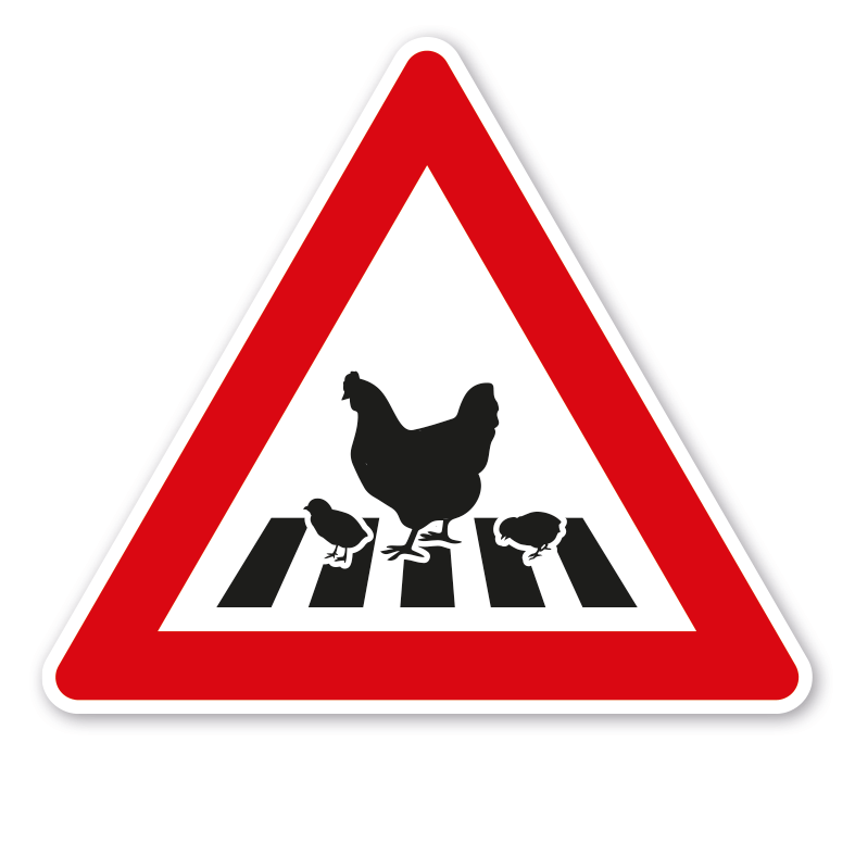 Verkehrsschild Achtung Hühnerüberweg – VZ-PR-140