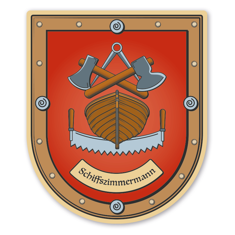 Maibaumschild / Zunftwappen Schiffszimmermann - mit Zunftnamen oder Ihrem Wunschtext - Wappen B