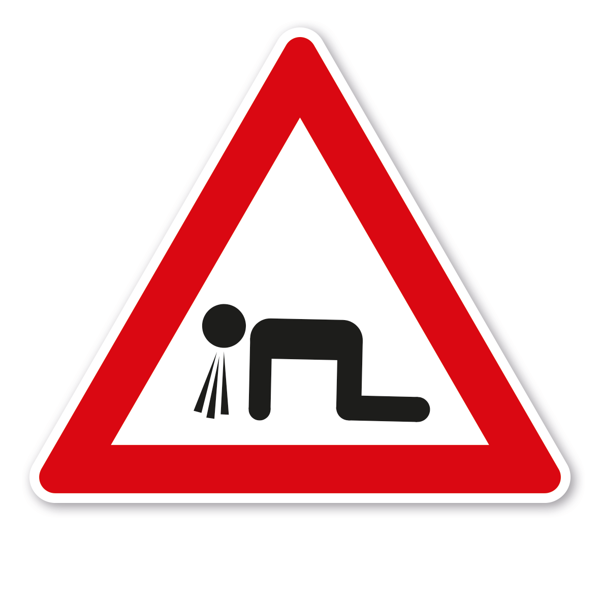 Verkehrsschild Vorsicht - Sich erbrechende Personen unterwegs (kotzende) - kriechend – FUN-VZ-03
