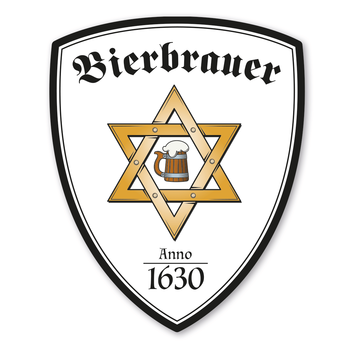 Maibaumschild / Zunftwappen Bierbrauer und Mälzer - Brauerstern - Zoiglstern mit Zunftnamen, Gründungsjahr oder Ihrem Wunschtext - Wappen W